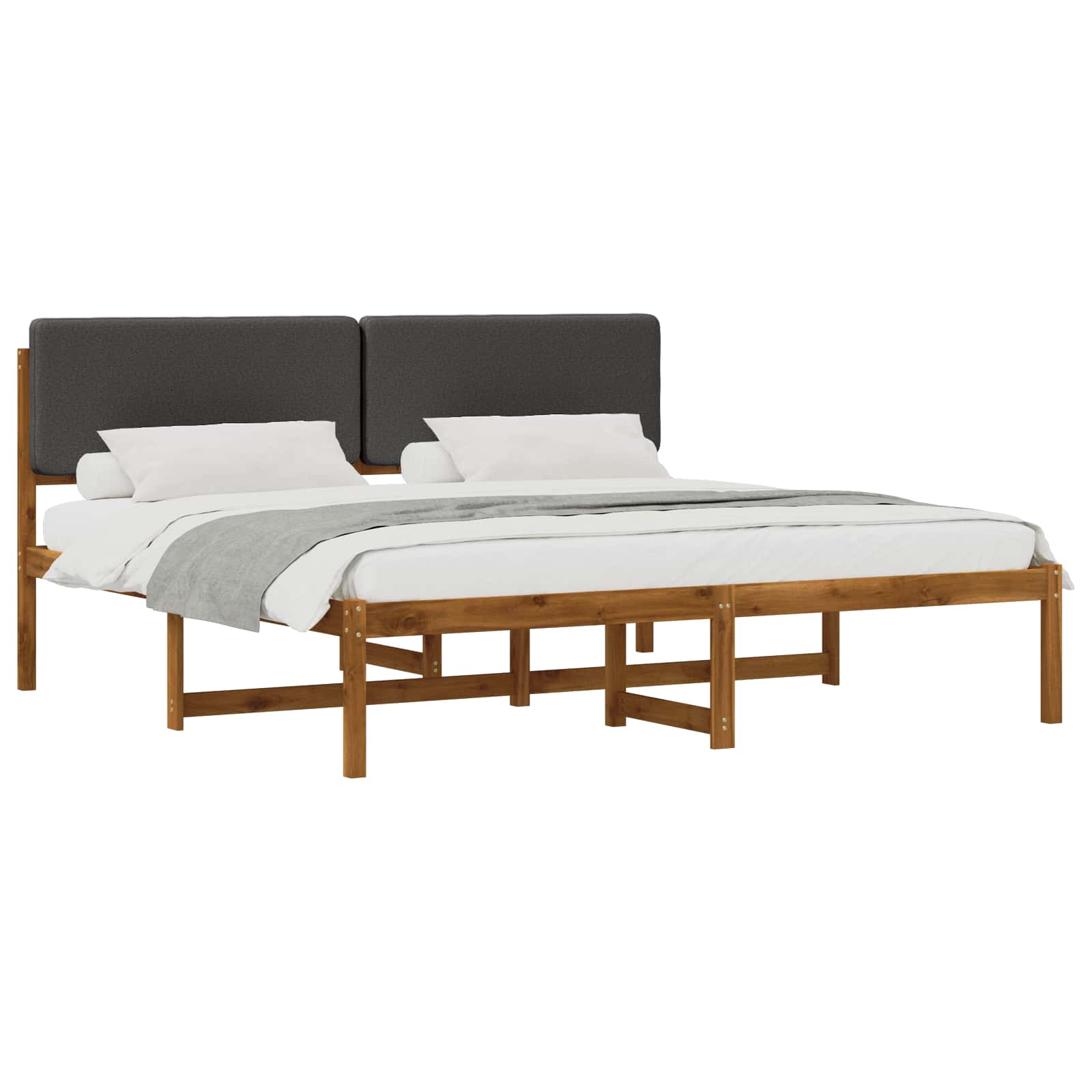 vidaXL Bedframe met gestoffeerd hoofdbord Naturel en donkergrijs, foto 3