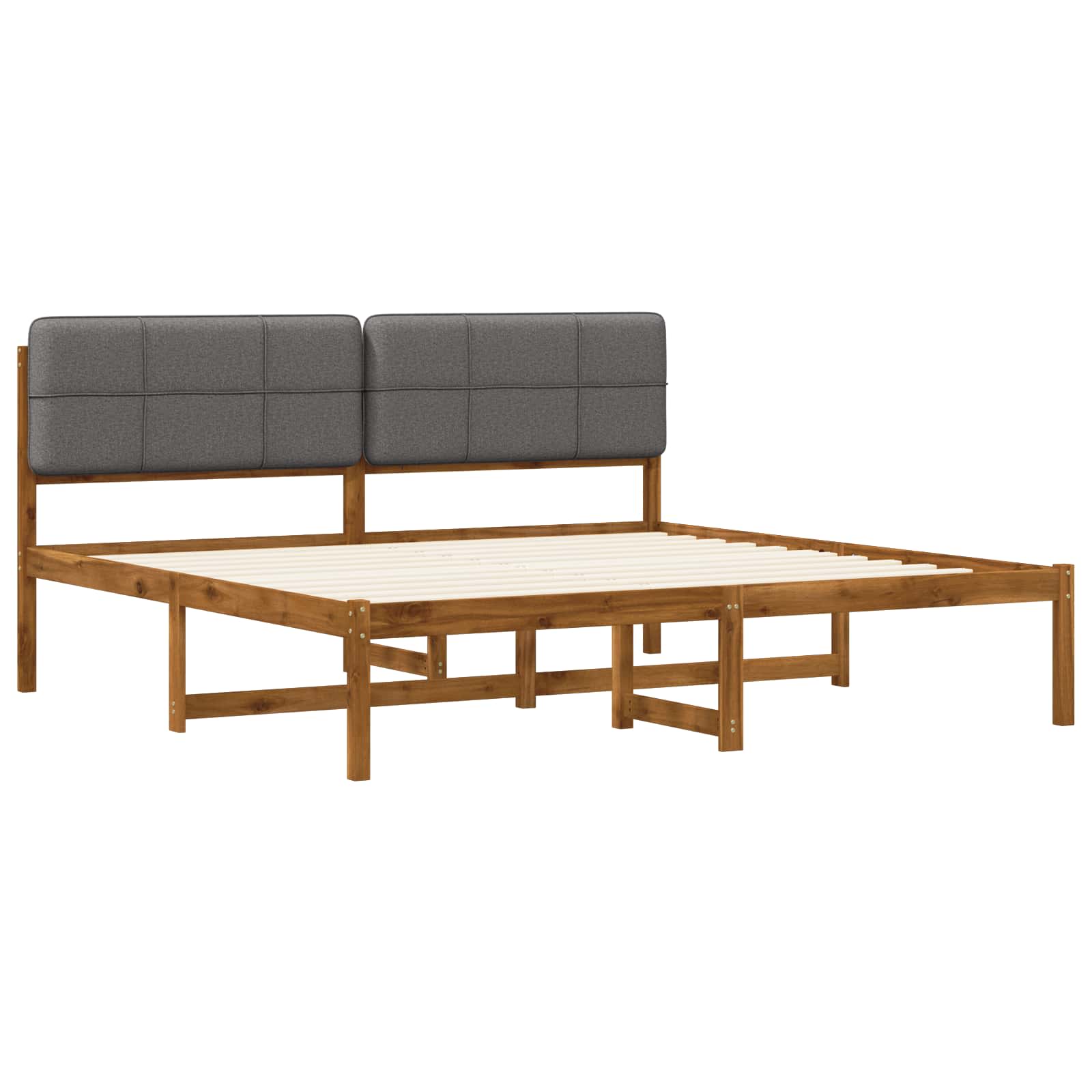 vidaXL - Bedframe - met - gestoffeerd - hoofdbord - Naturel - en - lichtgrijs