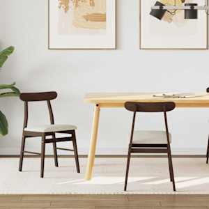 Jedilni stol 2 pcs Temno rjava, Svetlo rjava Masivno gumovo les