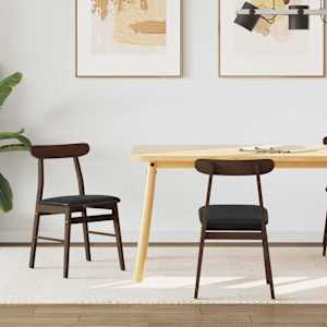 Jedilni stol 2 pcs Temno rjava in črna Masivno gumovo les