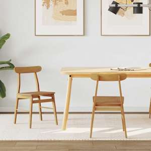 Jedilni stol 2 pcs Naravna 43 x 44,5 x 77 cm Masivno gumovo les