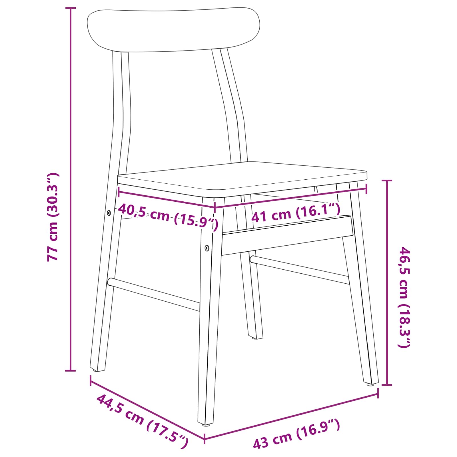Spisestuestol 2 pcs Naturlig Massivt tre - Bilde 11