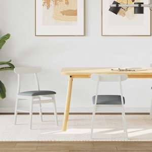 Jedilni stol 2 pcs Bela in siva Masivno gumovo les