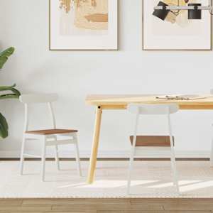 Jedilni stol 2 pcs Bela in Naravna 43 x 44,5 x 77 cm