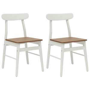 Jídelní židle 2 pcs Bílá a přírodní 43 x 44,5 x 77 cm - obrázek 2