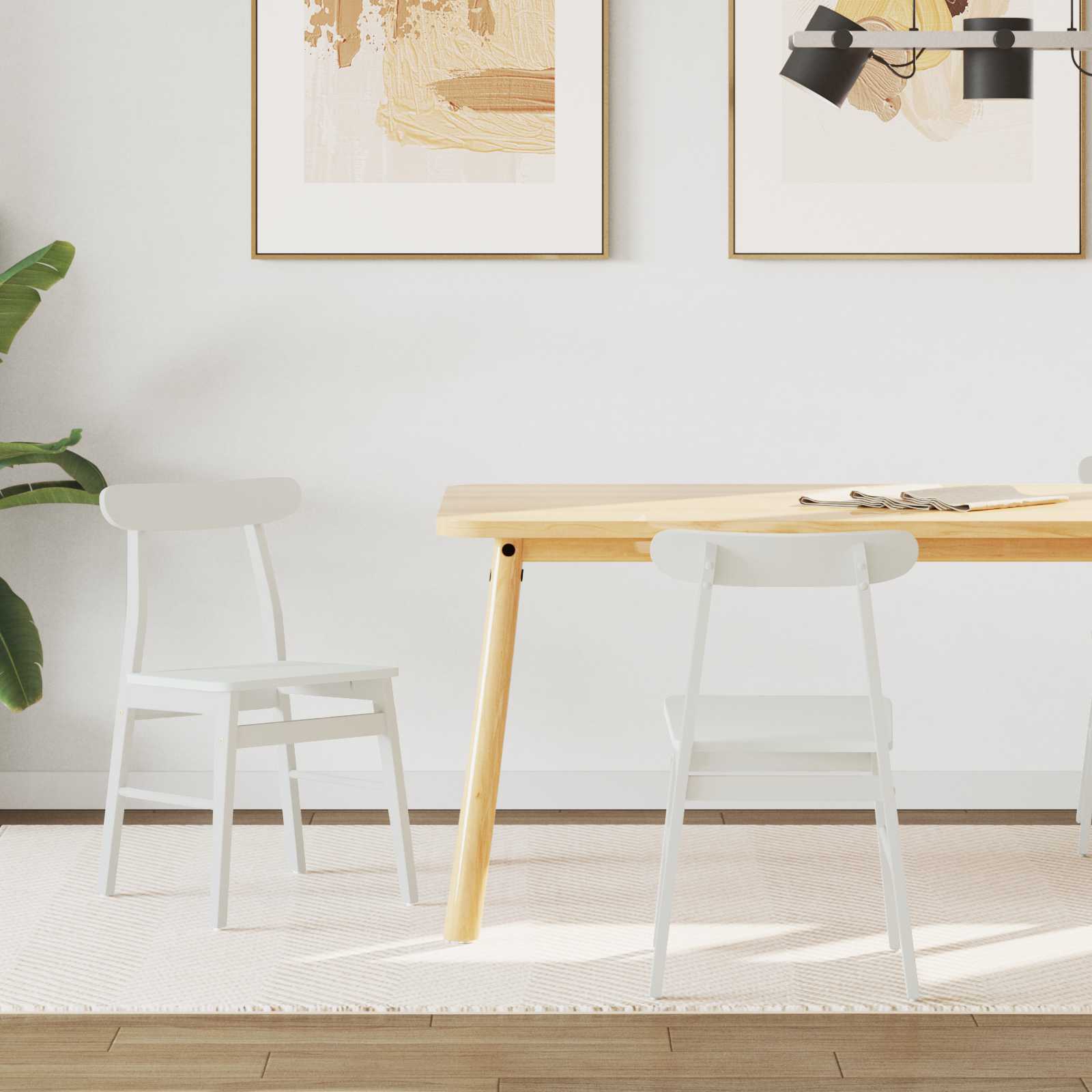 vidaXL Esszimmerstuhl 2 pcs Weiß 43 x 44,5 x 77 cm Massives Gummiholz