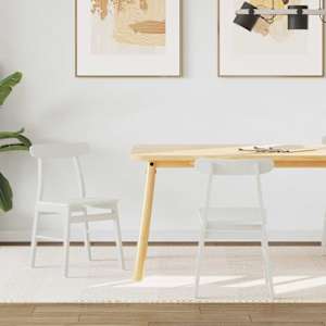 Jedilni stol 2 pcs Bela 43 x 44,5 x 77 cm Masivno gumovo les