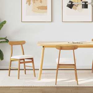 Jedilni stol 2 pcs Naravna in svetla Masivno gumovo les