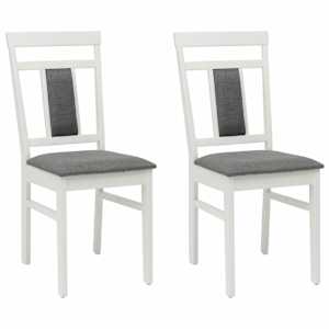 Jídelní židle 2 pcs Bílá a šedá Masivní gumové dřevo - obrázek 2
