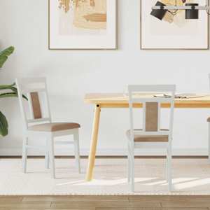 Jedilni stol 2 pcs Bela in rjava Masivno gumovo les