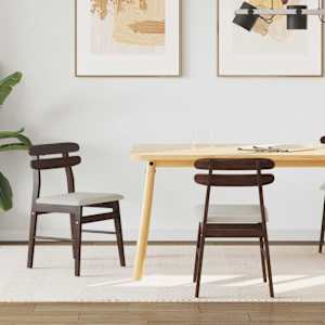 Jedilni stol 2 pcs Svetlo rjava in svetla Masivno gumovo les