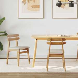 Jedilni stol 2 pcs Naravna in svetla Masivno gumovo les