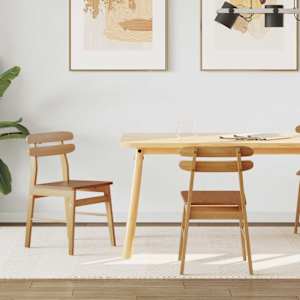 Jedilni stol 2 pcs Naravna Masivno gumovo les