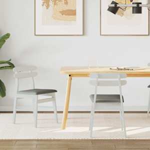 Jedilni stol 2 pcs Bela in siva Masivno gumovo les