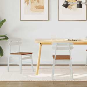 Jedilni stol 2 pcs Bela in Naravna Masivno gumovo les