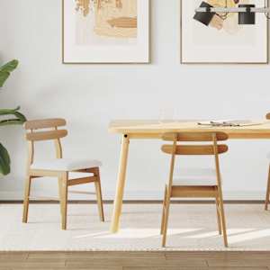 Jedilni stol 2 pcs Naravna in svetla Masivno gumovo les