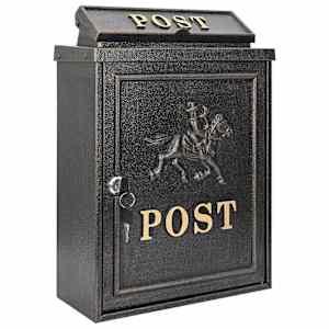 vidaXL Seinale paigaldatav postkast uksega Pronksjas 29 x 13 x 41 cm