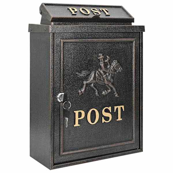 vidaXL Seinale paigaldatav postkast uksega Pronksjas 29 x 13 x 41 cm