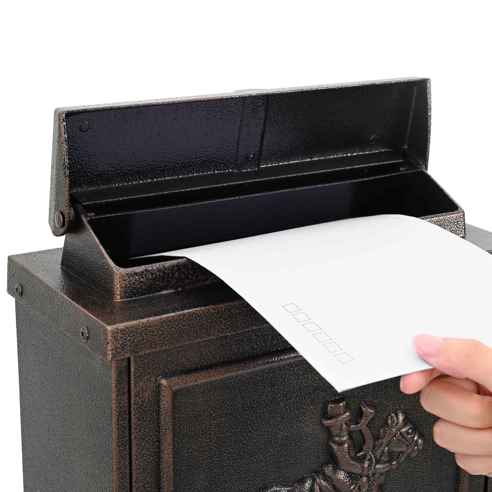 vidaXL Wandgemonteerde brievenbus met opslag Brons 29 x 13 x 41 cm