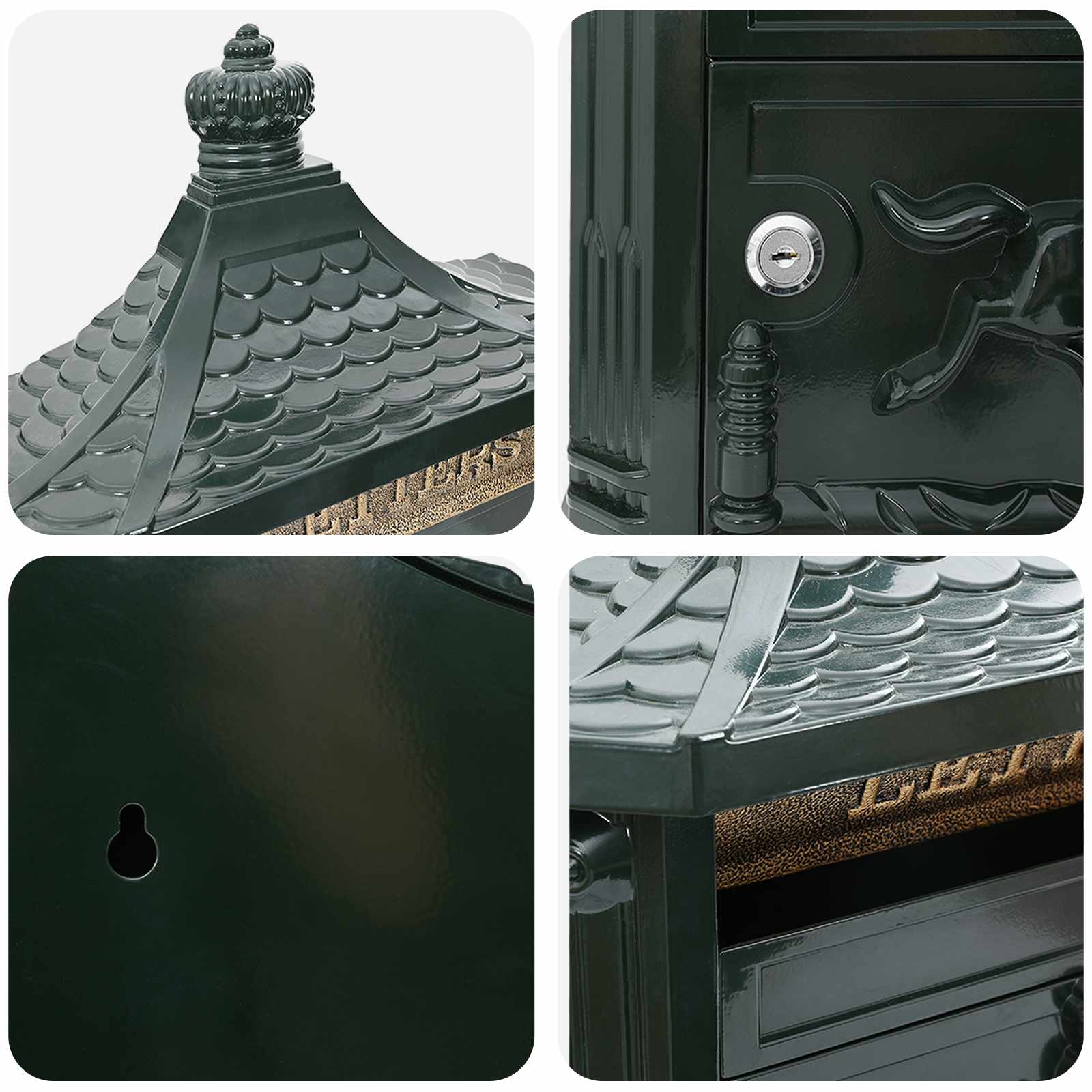 Wandgemonteerde brievenbus met opslag Groen 40.5 x 15.5 x 44 cm image 9