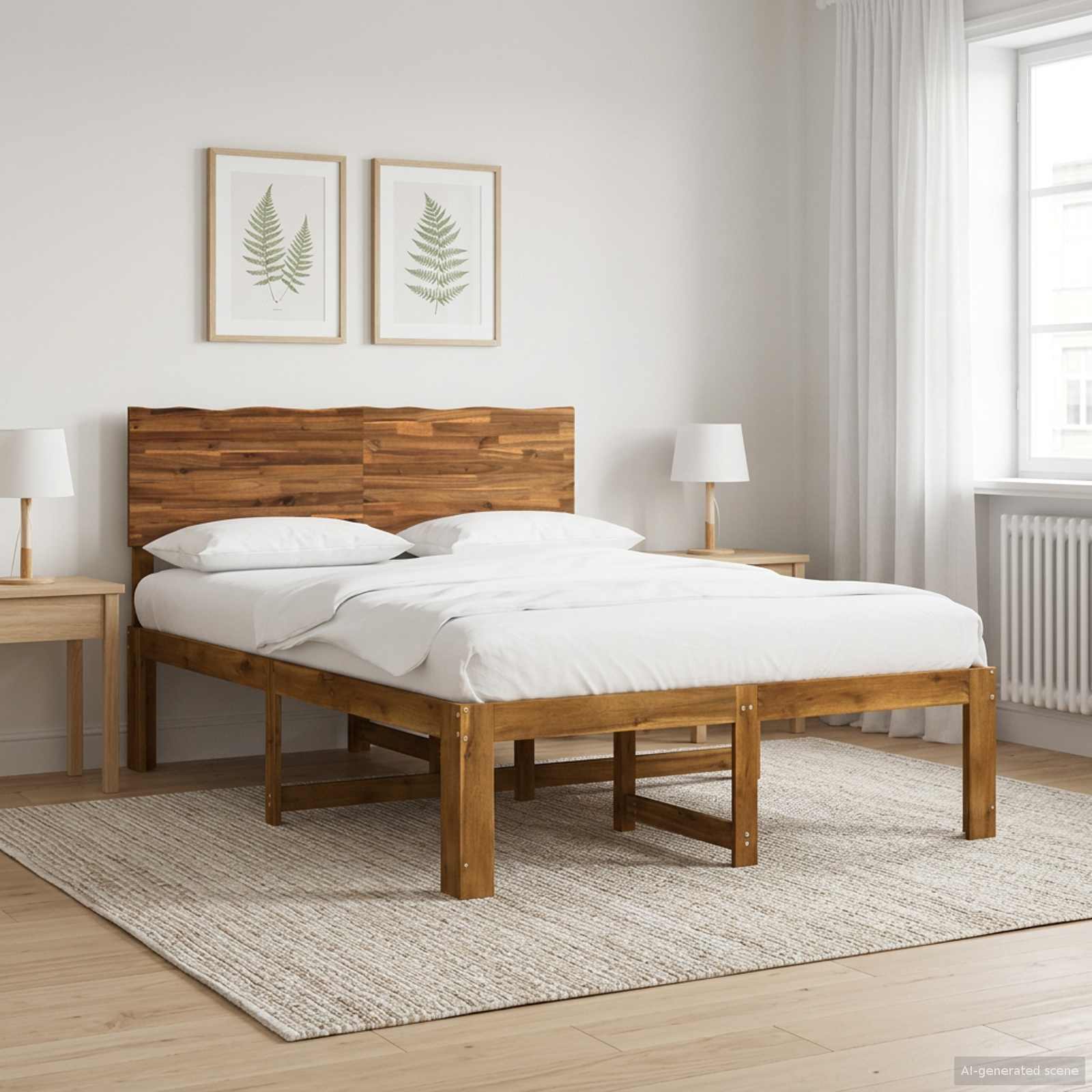 Parivuodekehys päädyn kanssa ROSTOCK Luonnollinen 140 x 200 cm