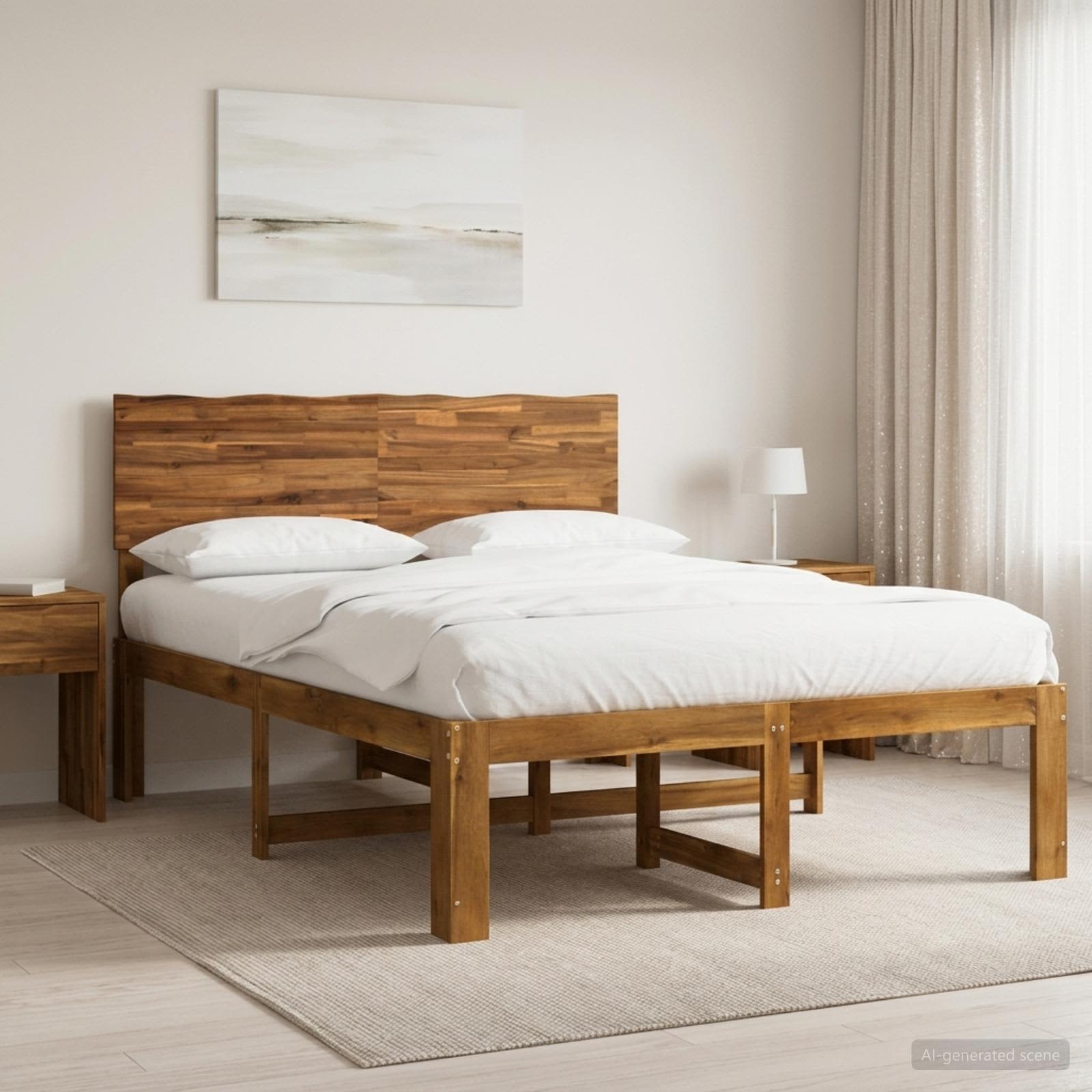Parivuodekehys päädyn kanssa ROSTOCK Luonnollinen 5FT King Size