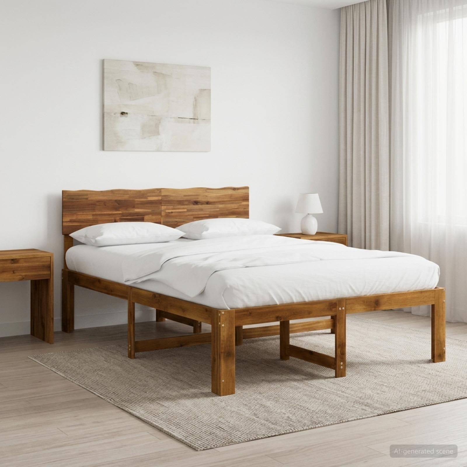 Parivuodekehys päädyn kanssa ROSTOCK Luonnollinen 5FT King Size