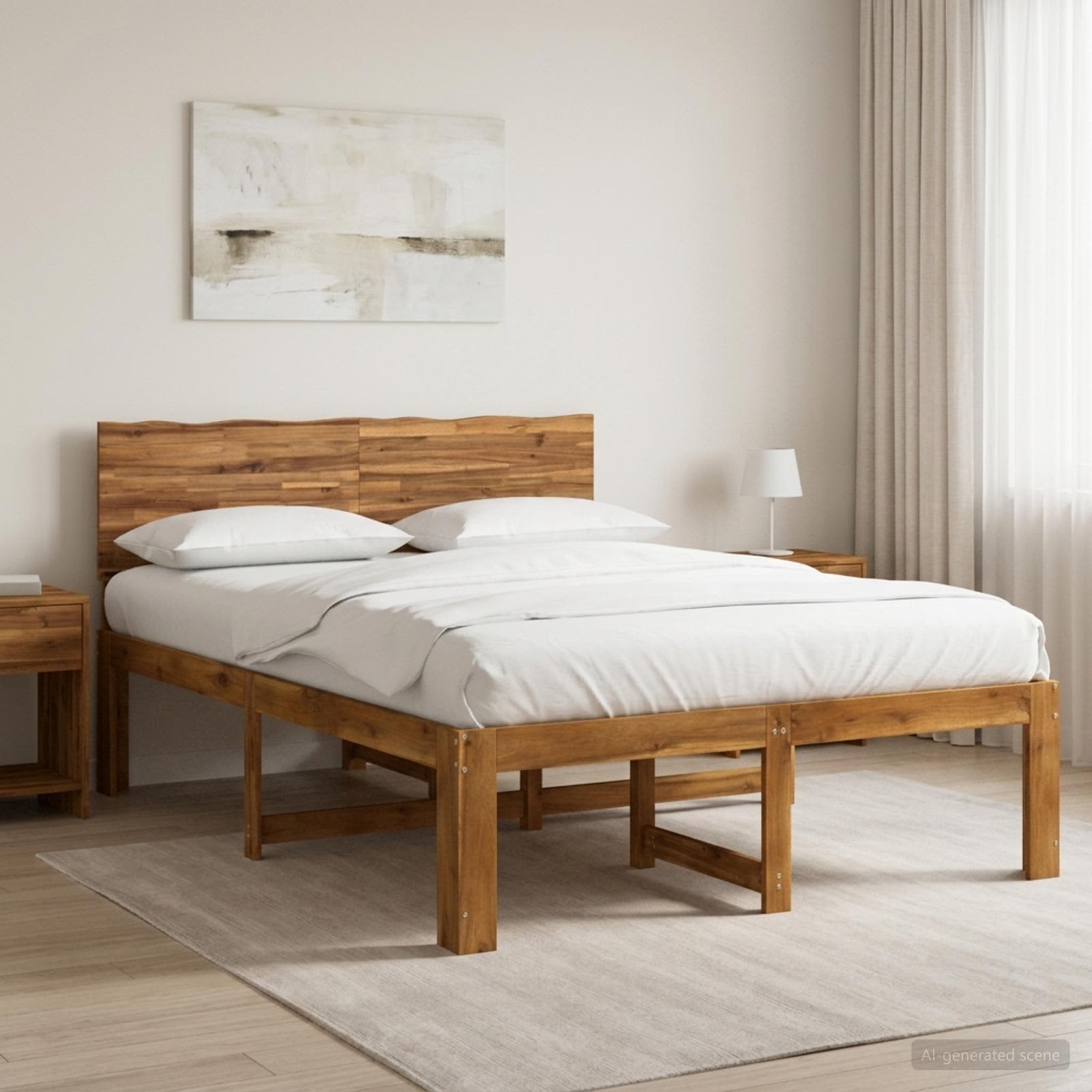 Parivuodekehys päädyn kanssa ROSTOCK Luonnollinen 5FT King Size