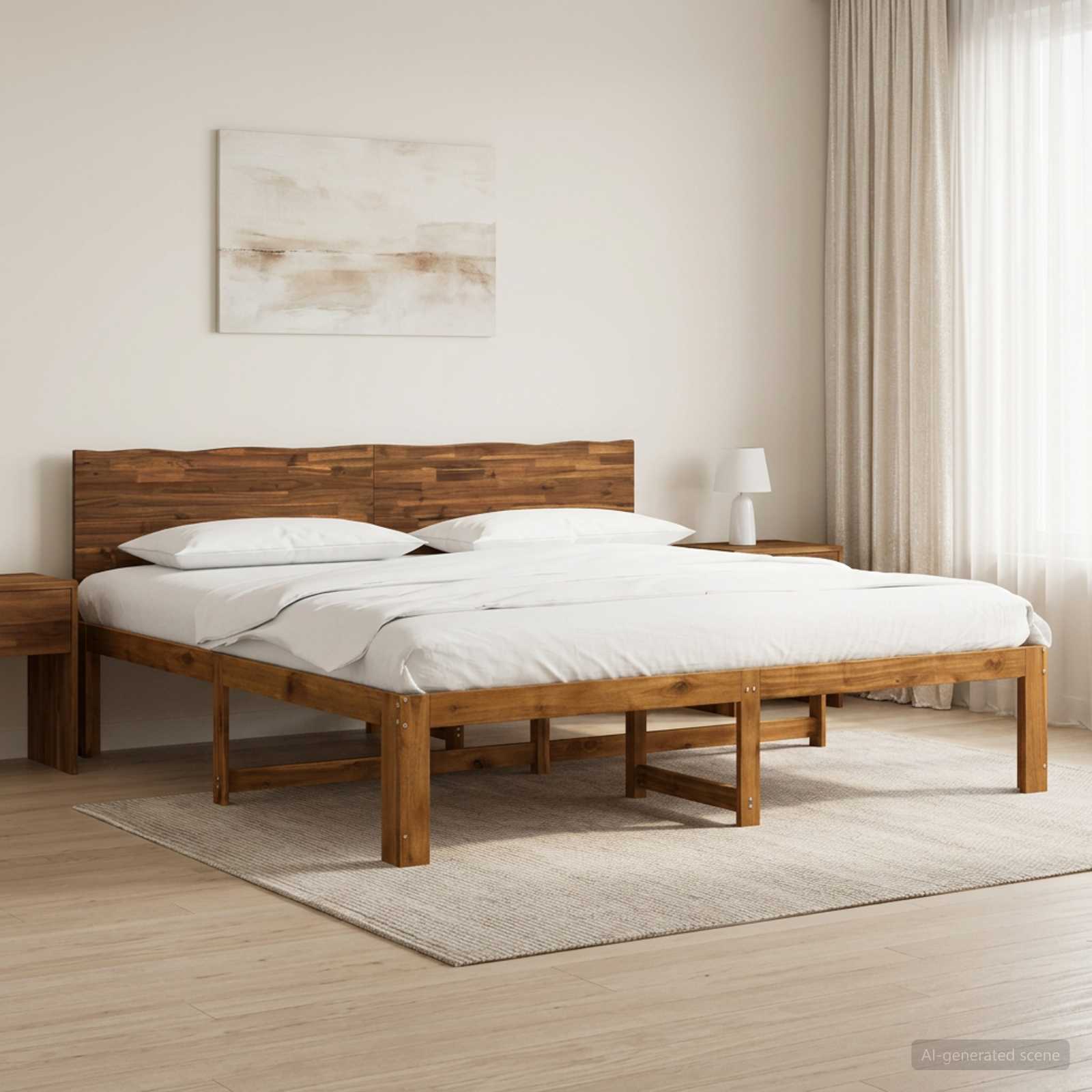 Parivuodekehys päädyn kanssa ROSTOCK Luonnollinen 200 x 200 cm