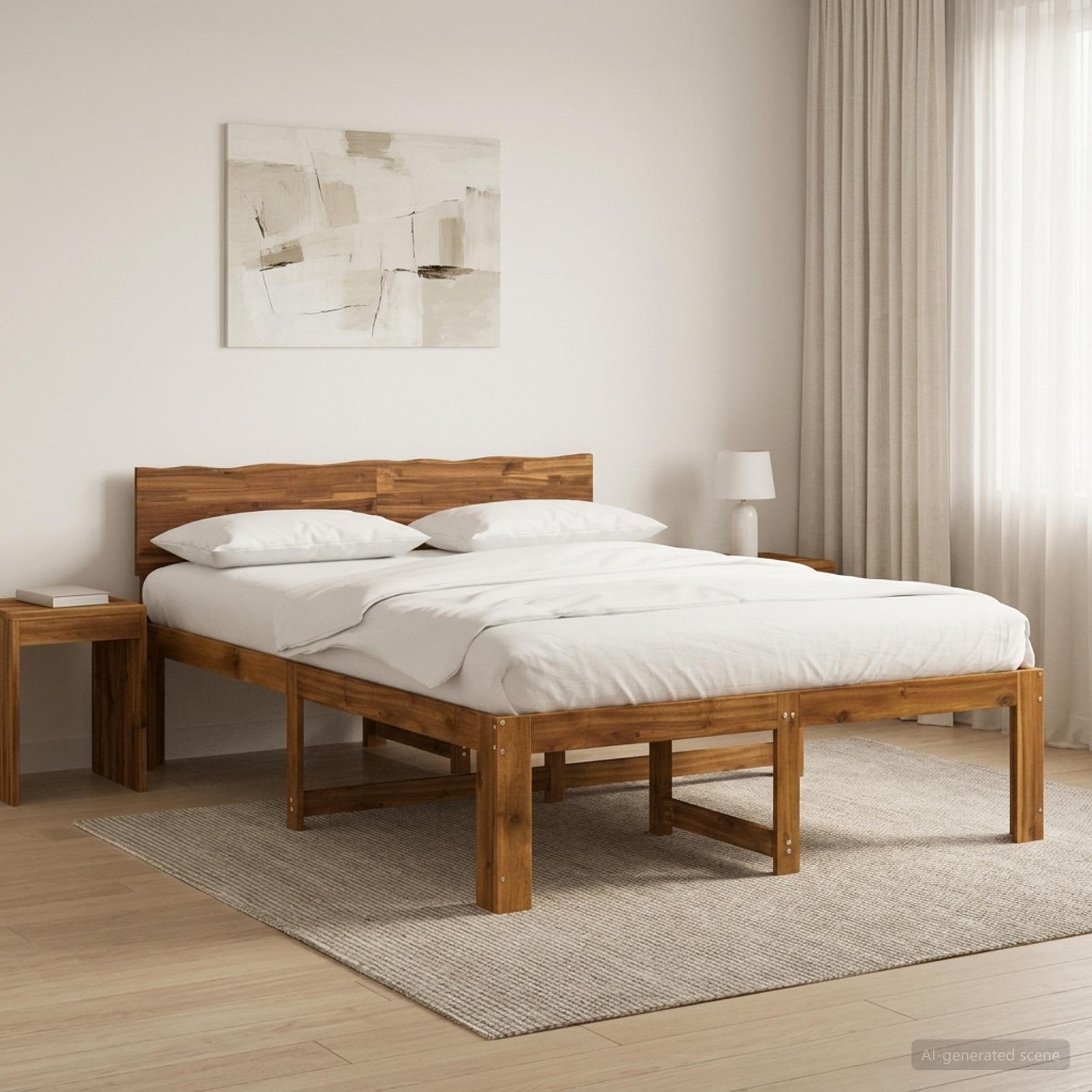Parivuodekehys päädyn kanssa ROSTOCK Luonnollinen 5FT King Size
