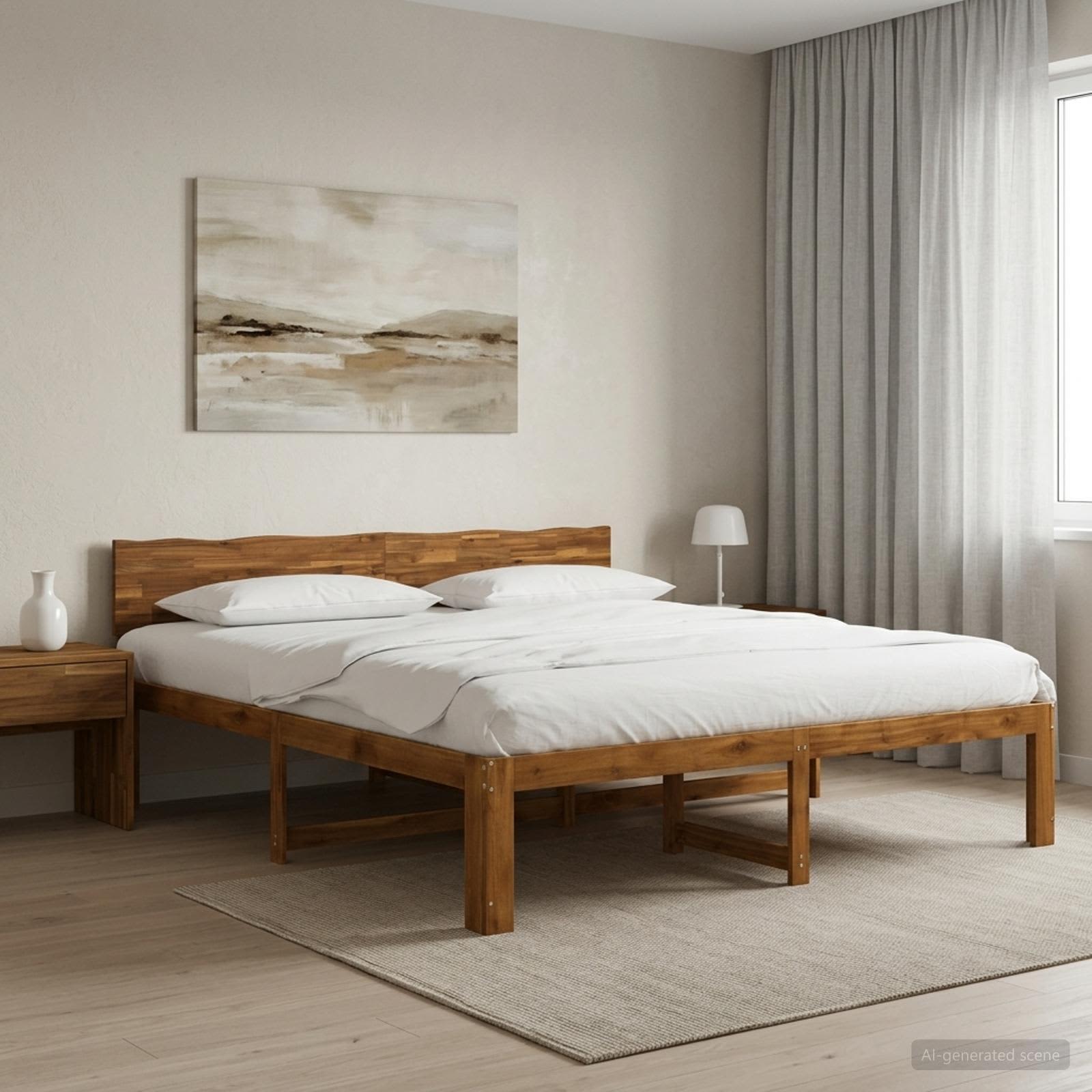 Parivuodekehys päädyn kanssa ROSTOCK Luonnollinen 200 x 200 cm