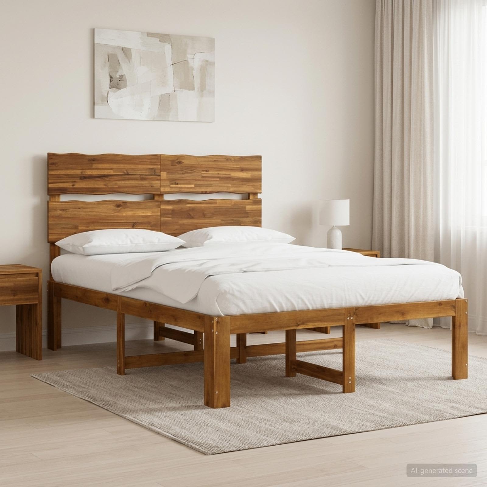 Parivuodekehys päädyn kanssa ROSTOCK Luonnollinen 5FT King Size