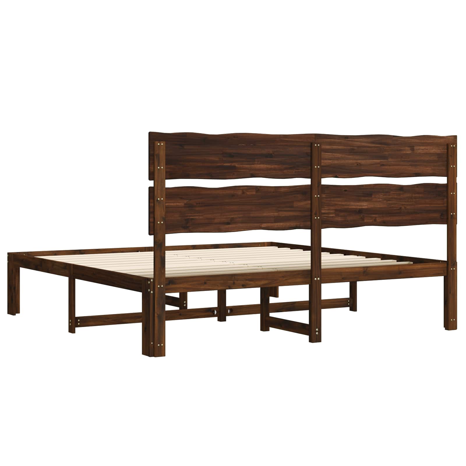 Parivuodekehys päädyn kanssa ROSTOCK Tumma ruskea 200 x 200 cm - Image 6