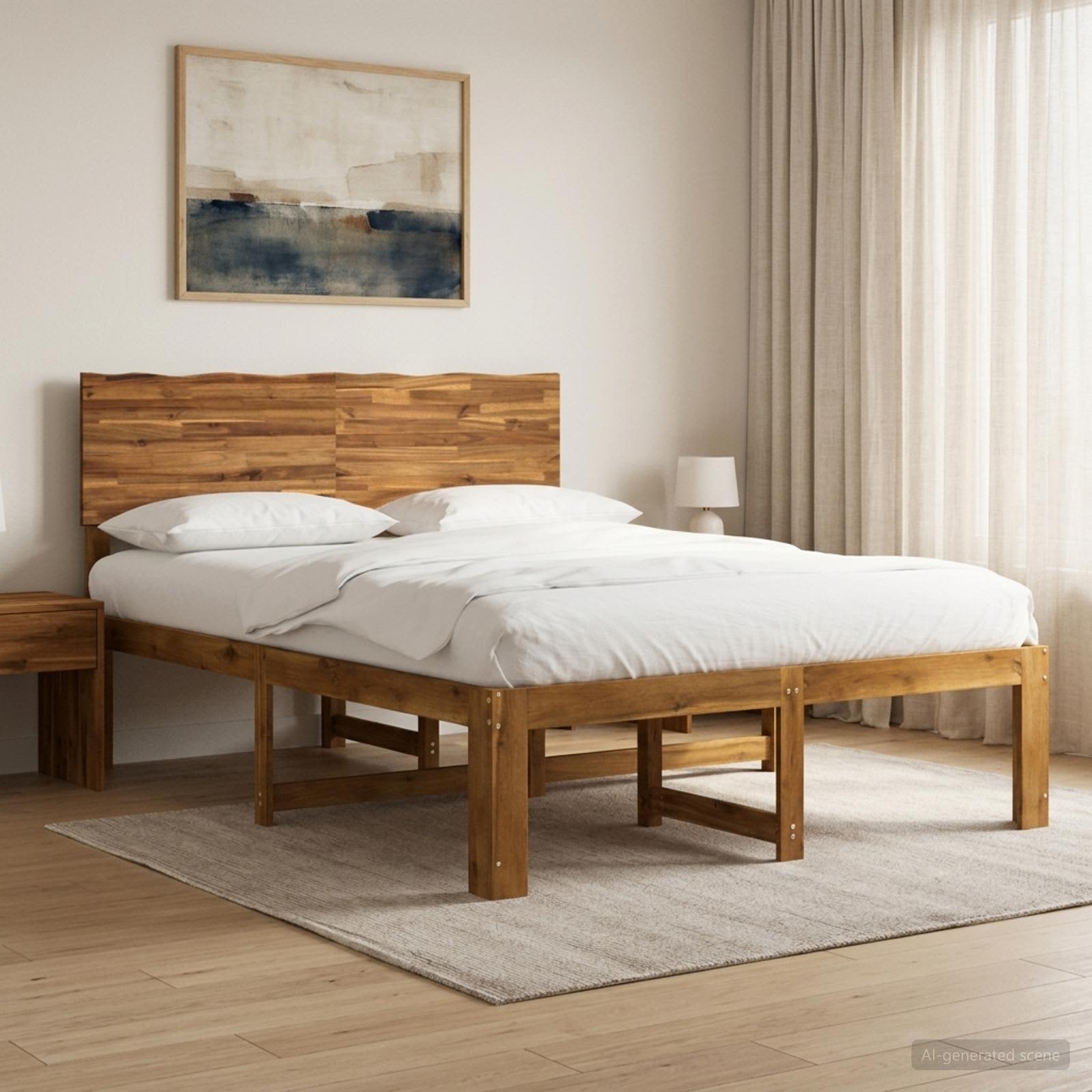 Parivuodekehys päädyn kanssa ROSTOCK Luonnollinen 137 x 190 cm