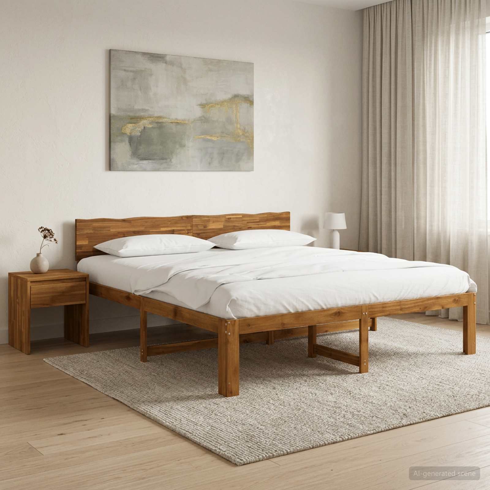 Parivuodekehys päädyn kanssa ROSTOCK Luonnollinen 193 x 203 cm
