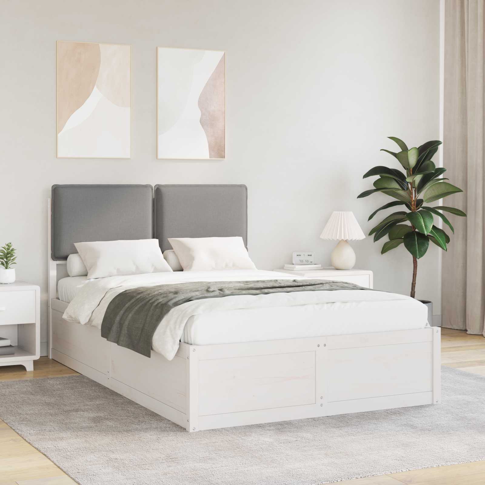 vidaXL Sänkyrunko verhoillulla päädyn Vaaleanharmaa 120 x 200 cm