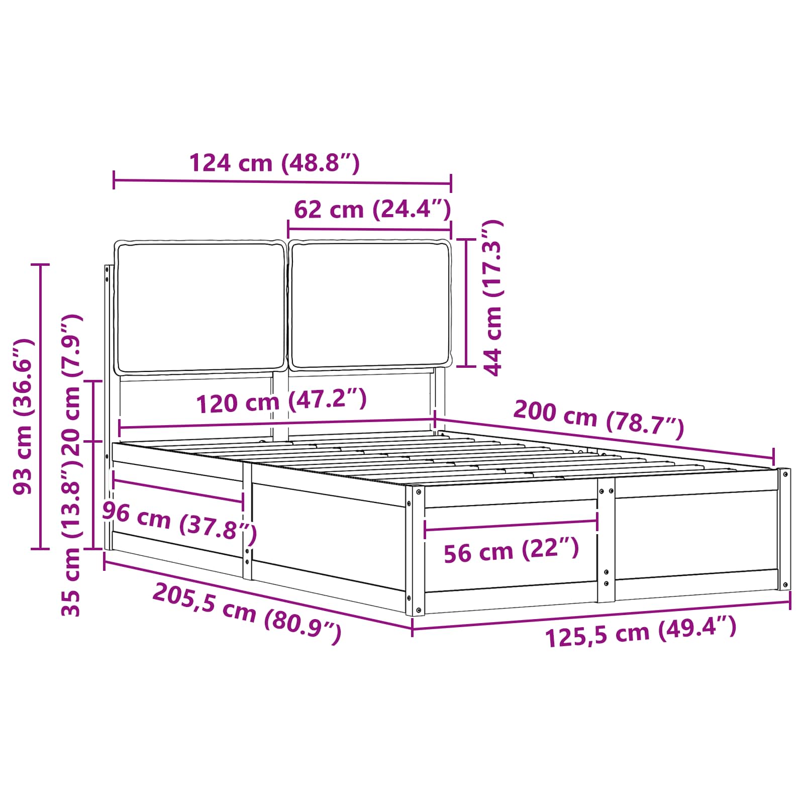 Posteljni okvir z oblazinjenim vzglavjem Svetlo siva - slika 11