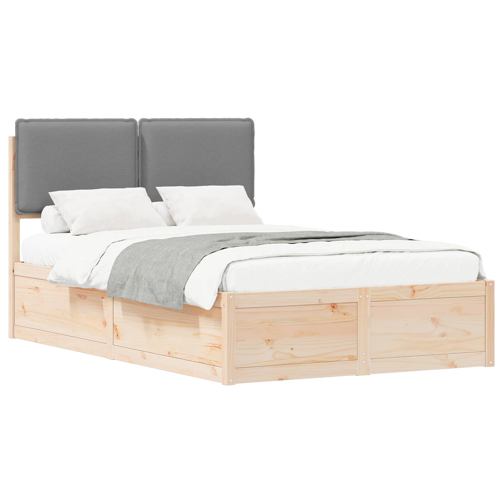 vidaXL Bedframe met Gevoerd Hoofdgedeelte Lichtgrijs 120 x 190 cm, foto 3