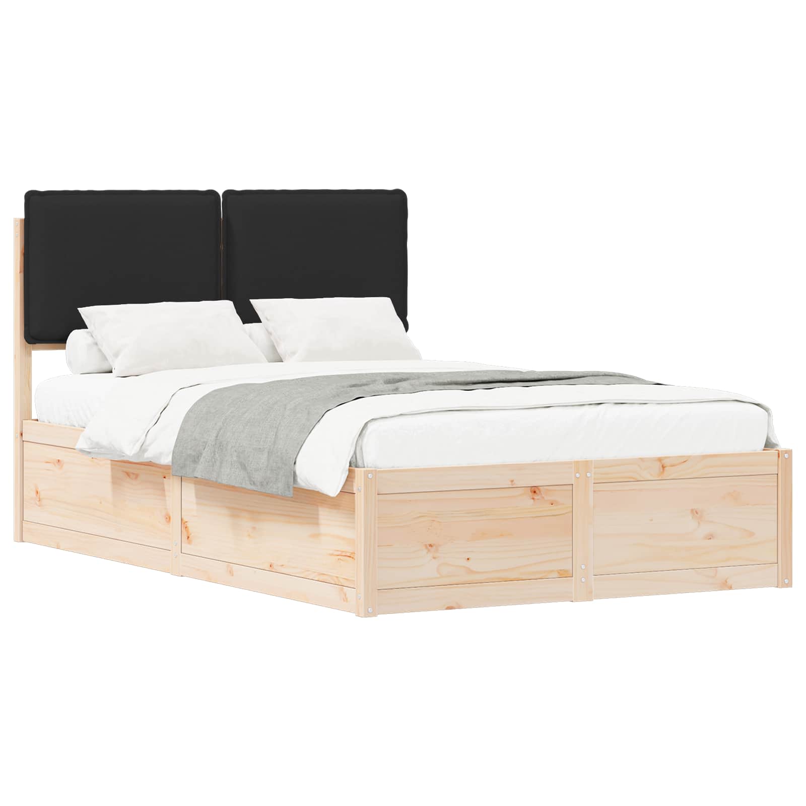 vidaXL Bedframe met Gevoerd Hoofdgedeelte Zwart 120 x 190 cm, foto 3