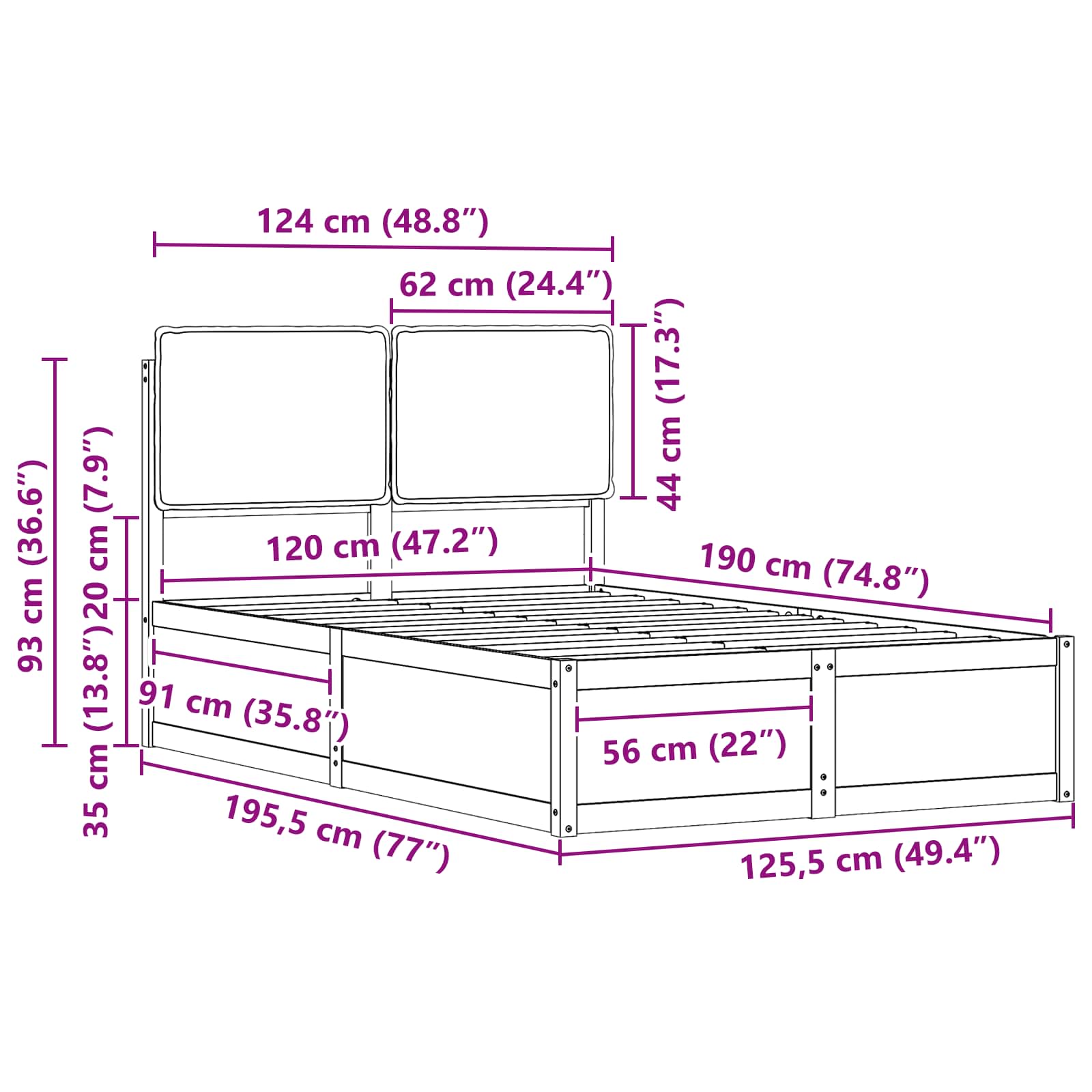 Posteljni okvir z oblazinjenim vzglavjem Svetlo siva - slika 11