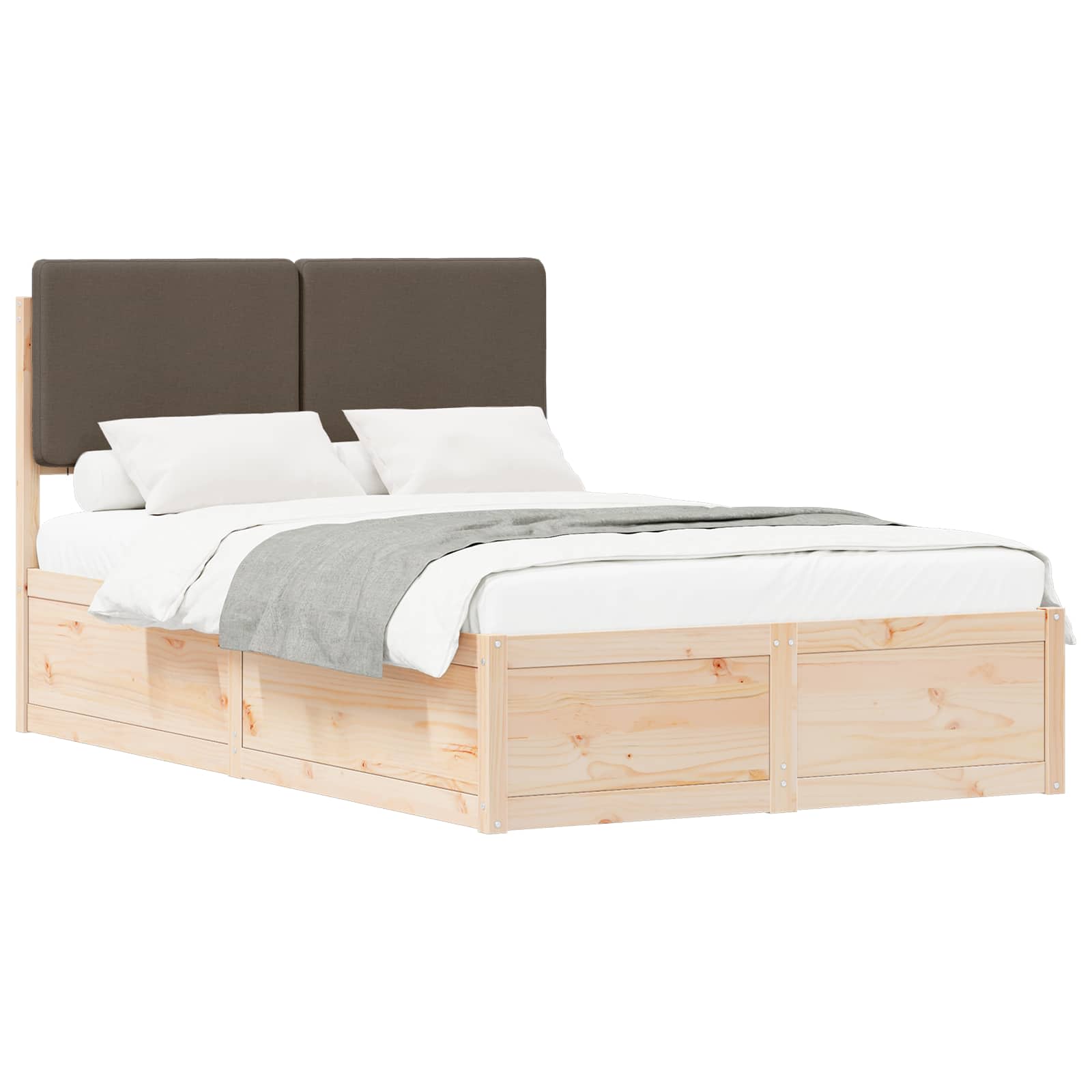 vidaXL Bedframe met Gevoerd Hoofdgedeelte Taupe 120 x 200 cm, foto 3