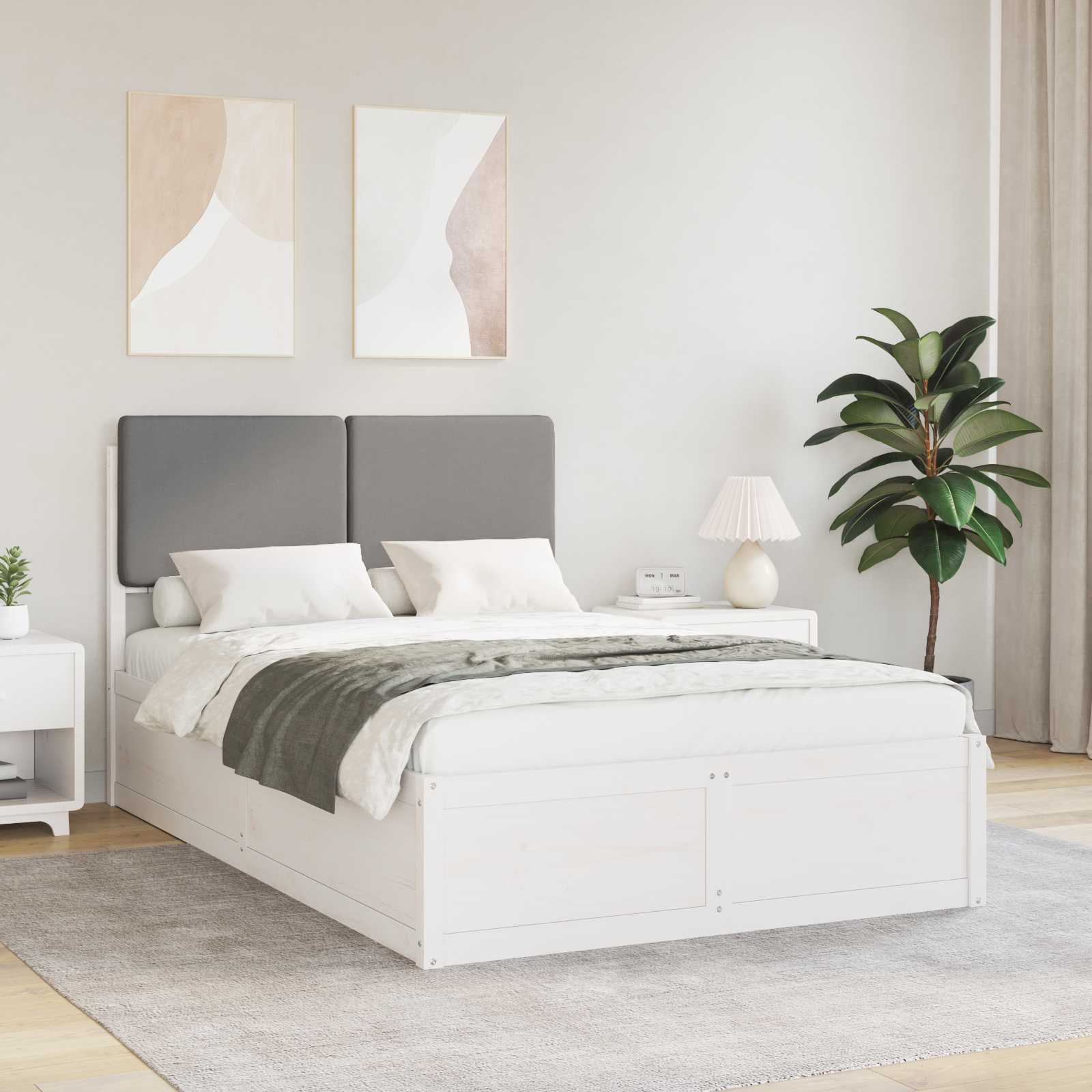 vidaXL Sänkyrunko verhoillulla päädyn Vaaleanharmaa 4FT Small Double