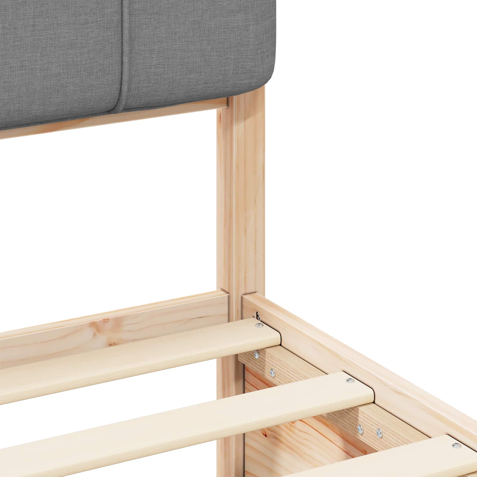 Voodiraam Pehme Peatoega peaga Helehall 120 x 200 cm Tahke mänd 8 Kõik vajalik sinu aeda ja koju! Voodiraam Pehme Peatoega peaga Helehall 120 x 200 cm Tahke mänd - Image 8