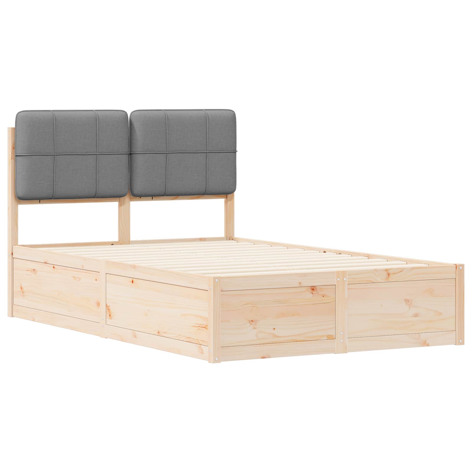 Voodiraam Pehme Peatoega peaga Helehall 120 x 190 cm Tahke mänd 27 Kõik vajalik sinu aeda ja koju! Voodiraam Pehme Peatoega peaga Helehall 120 x 190 cm Tahke mänd - Image 4