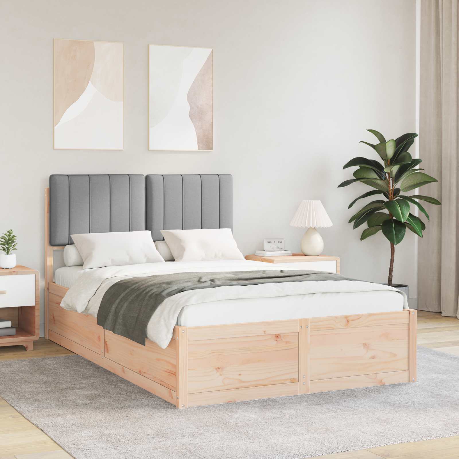 vidaXL Bettgestell mit gepolstertem Kopfteil Hellgrau 120 x 190 cm