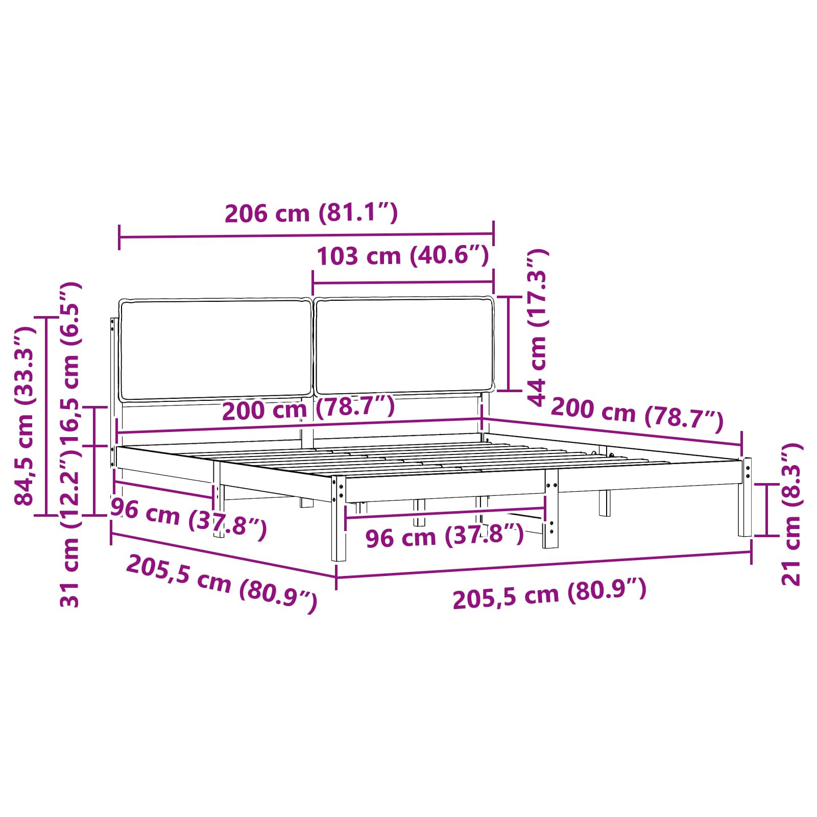 Gultas rāmis ar polsterētu galvas balstu Gaiši pelēks