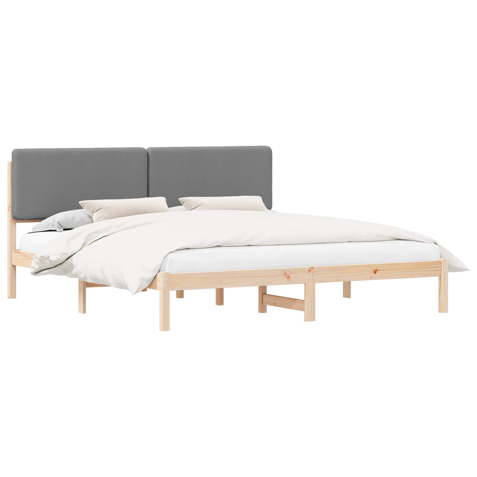 vidaXL Bedframe met Gevoerd Hoofdgedeelte Lichtgrijs 200 x 200 cm, foto 3