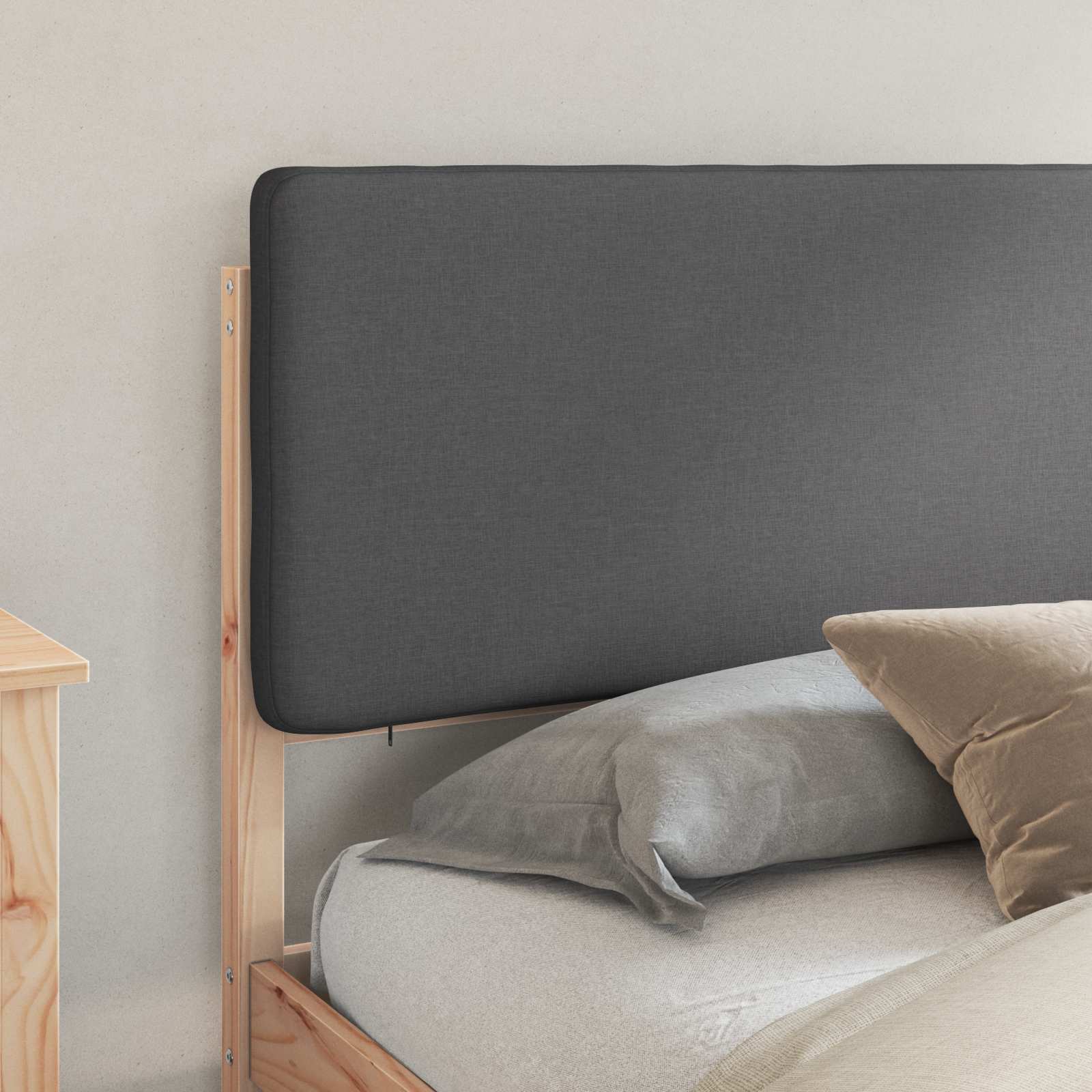 Gultas rāmis ar polsterētu galvas balstu Tumši pelēks