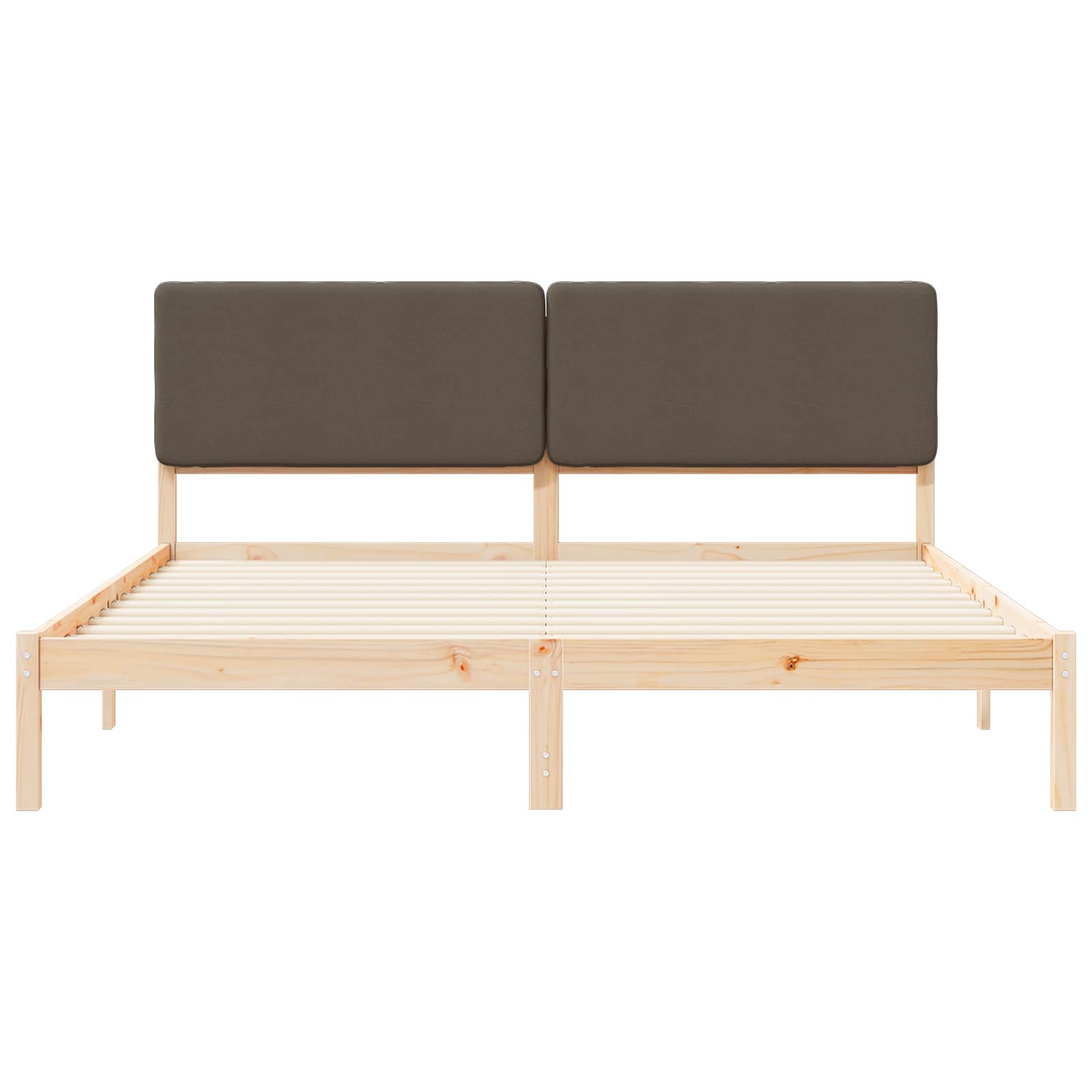 Gultas rāmis ar polsterētu galvas balstu Pelēkbrūna