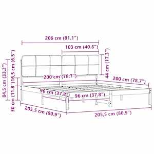 Rám postele s čalouněným čelem s čelo Tmavě šedá 200 x 200 cm - obrázek 11